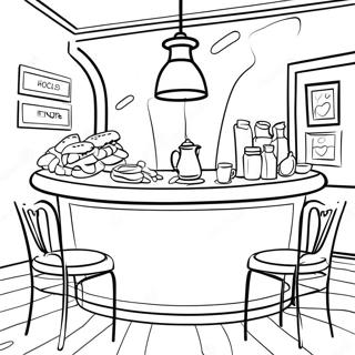 Page De Coloriage De Linterieur De Cafe Confortable 106873-44150