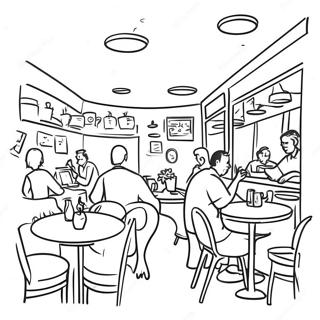 Page De Coloriage De Scene De Cafe Anime Pages À Colorier