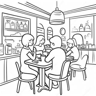 Page De Coloriage De Scene De Cafe Anime Pages À Colorier