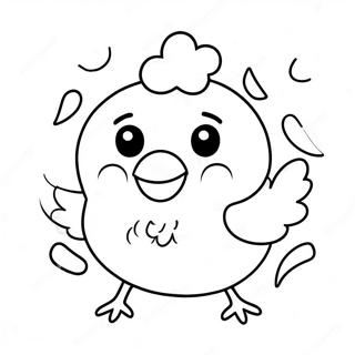 Page De Coloriage De Nugget De Poulet Heureux Avec Des Visages 106976-44236