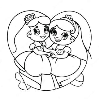 Page De Coloriage De Princesses Disney Mignonnes Amoureuses 107077-44311