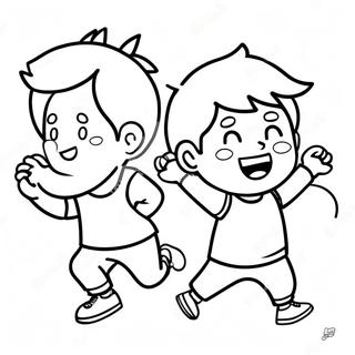 Page De Coloriage Enfants Energiques En Train De Faire De Lexercice 107384-44554