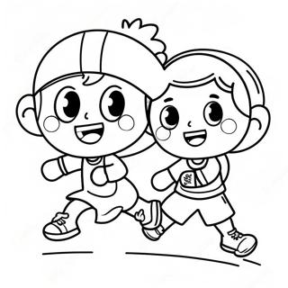 Page De Coloriage Enfants Joyeux Jouant Au Sport 107386-44561