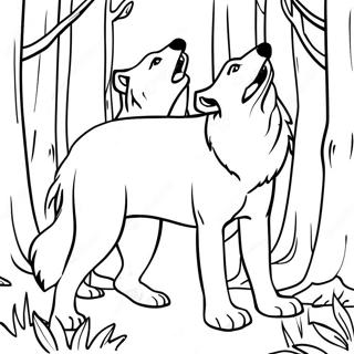 Page De Coloriage De Majestueux Loups De Bois Dans La Foret 107461-44615