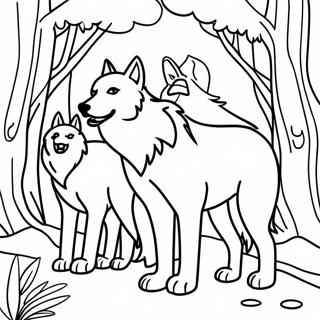 Page De Coloriage De Majestueux Loups De Bois Dans La Foret 107461-44616