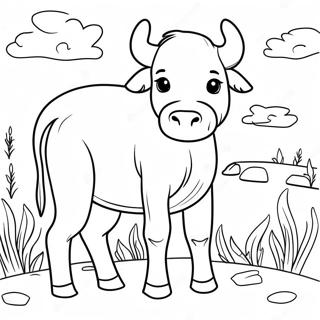 Page De Coloriage Veau De Buffle Jouant 107642 44762