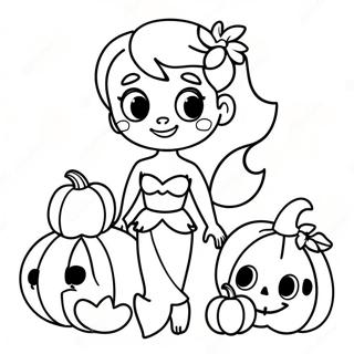Ariel Avec Des Citrouilles Dhalloween Page De Coloriage 108024-45059