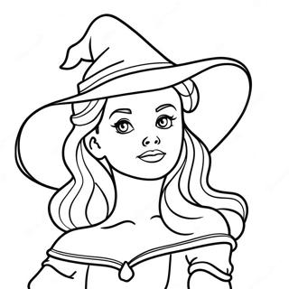 Belle Avec Un Chapeau De Sorciere Page De Coloriage 108025-45064