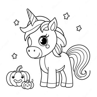 Page De Coloriage Licorne Dhalloween Mignonne Avec Des Citrouilles 108154-45158