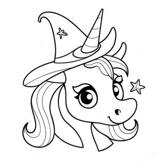 Page De Coloriage Licorne Dhalloween Avec Un Chapeau De Sorciere 108156-45167