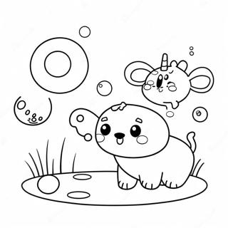 Page De Coloriage Animaux Mignons Jouant Avec Des Bulles 108182-45187