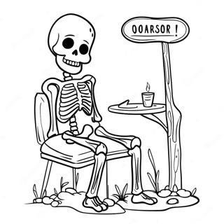 Page De Coloriage Dhumour Noir Avec Un Squelette Sarcastique 108464 45399