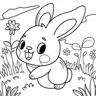 Page De Coloriage Dun Lapin Ensoleille Heureux Dans Un Champ 108747-45614