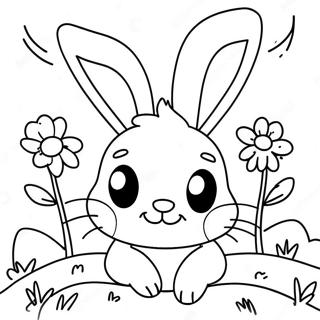 Page De Coloriage Dun Lapin Ensoleille Joueur Avec Des Fleurs 108748-45617