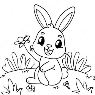 Page De Coloriage Dun Lapin Ensoleille Joueur Avec Des Fleurs 108748-45618