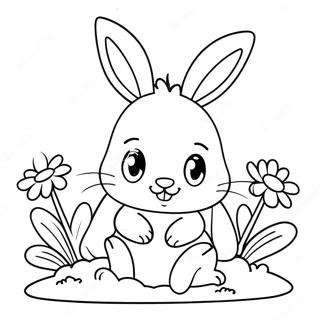 Page De Coloriage Dun Lapin Ensoleille Joueur Avec Des Fleurs 108748-45619