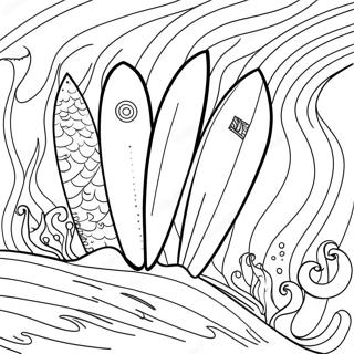 Page De Coloriage De Planches De Surf Colorees Sur Des Vagues 108825-45673