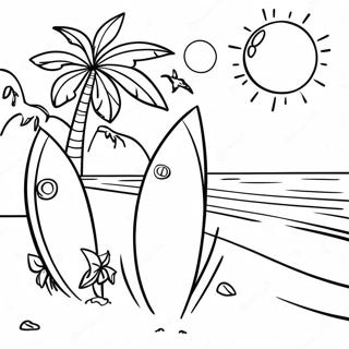 Page De Coloriage De Plage Ensoleillee Avec Des Surfeurs 108826-45679