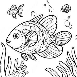 Page De Coloriage De La Scene Sous Marine Du Poisson Arc En Ciel Colore 109005-45813