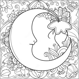 Page De Coloriage De Lune Croissante Elegante 109494-46257