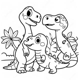 Famille De Dinosaures Amicaux Page De Coloriage 109650 46385