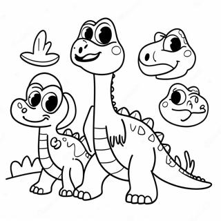 Famille De Dinosaures Amicaux Page De Coloriage 109650 46388