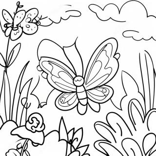 Papillon Colore Dans Un Jardin Page A Colorier 1101-2102