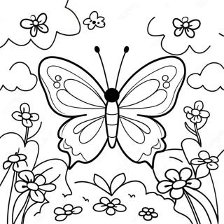 Papillon Colore Dans Un Jardin Page A Colorier 1101-2103