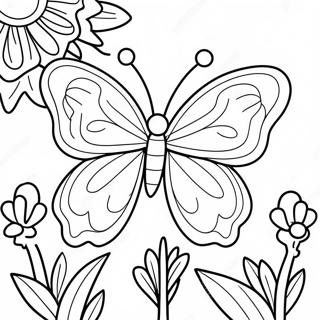 Papillon Colore Dans Un Jardin Page A Colorier 1101-2104