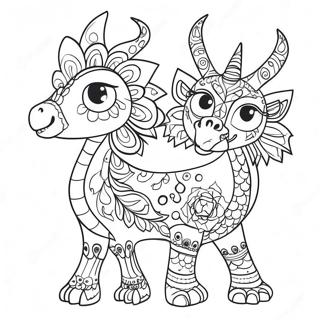 Page De Coloriage De Creatures Fantastiques Alebrijes Colorees 111165-47583