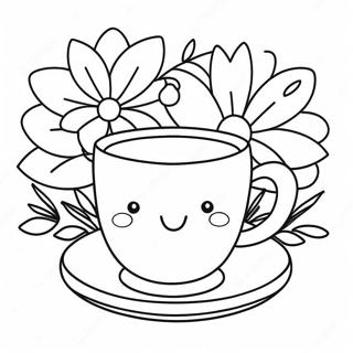 Page De Coloriage De Tasse De The Mignonne Avec Des Fleurs 111449-47802