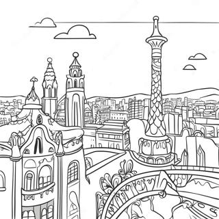 Page De Coloriage De La Skyline Coloree De Barcelone 111782-48061