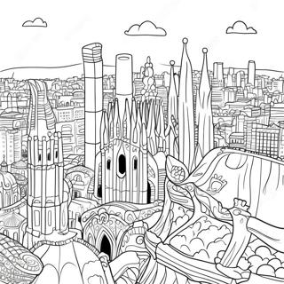 Page De Coloriage De La Skyline Coloree De Barcelone 111782-48062