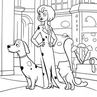 Cruella Avec Des Dalmatiens Page De Coloriage 112013-48247