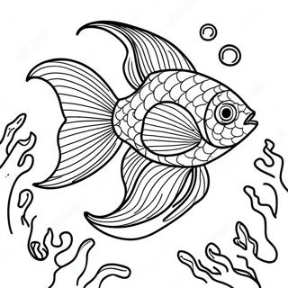 Poisson Beta Majestueux Dans Un Recif Corallien Page De Coloriage 112039-48267