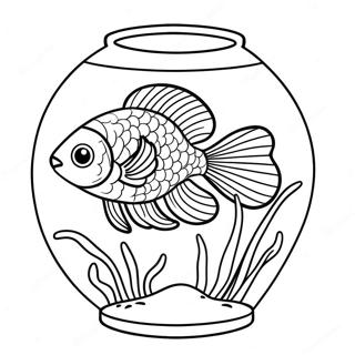 Poisson Beta Dans Un Bel Aquarium Page De Coloriage 112041-48274