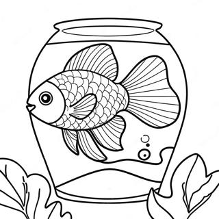 Poisson Beta Dans Un Bel Aquarium Page De Coloriage 112041-48275
