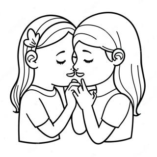 Page De Coloriage De Sœurs Douces Partageant Un Secret Pages À Colorier