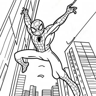 Page De Coloriage Spiderman Se Balancant A Travers La Ville 112445 48584