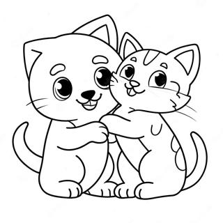 Page De Coloriage De Chiot Joueur Et Chaton 112675-48761