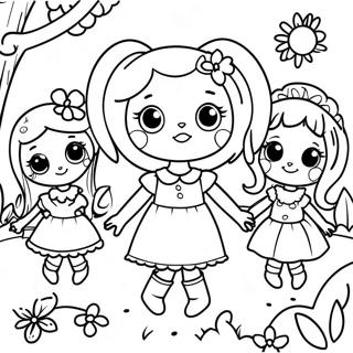 Page De Coloriage Des Amis Lalaloopsy Dans Un Jardin 112962 48989