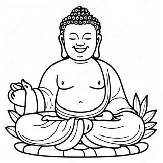 Page De Coloriage De Bouddha Heureux Avec Un Grand Sourire 113219-49309