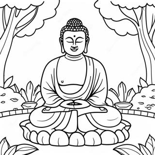 Page De Coloriage De Bouddha Dans Un Jardin Paisible 113220-49313