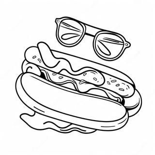 Page De Coloriage Hot Dog Drole Avec Lunettes De Soleil 114016-49921