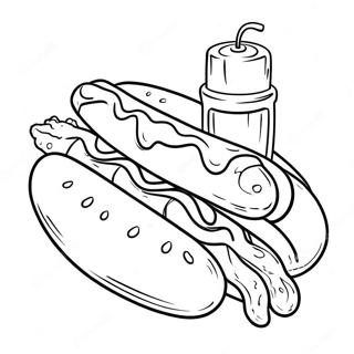 Page De Coloriage Hot Dog Delicieux Avec Ketchup Et Moutarde 114017-49926