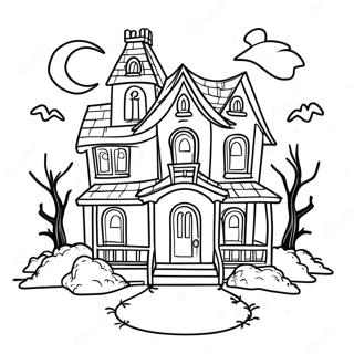 Maison Hantée Halloween Effrayant Pages À Colorier