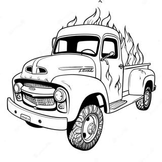 Page De Coloriage De Camion Ford Personnalise Avec Des Flammes 114246-50108