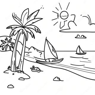 Page De Coloriage De Scene De Plage Coloree Jamaicaine 114271-50121