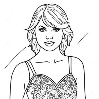 Page De Coloriage De Taylor Swift Dans Une Magnifique Robe Rouge 114297-50141