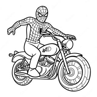 Page De Coloriage De Spiderman Dans Une Aventure De Moto De Super Heros 114376-50210